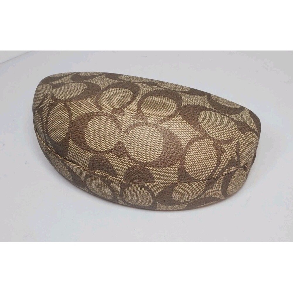 Coach Signature Logo Hard Clamshell Tan Brown Eyeglass Sunglasses XL Case Only